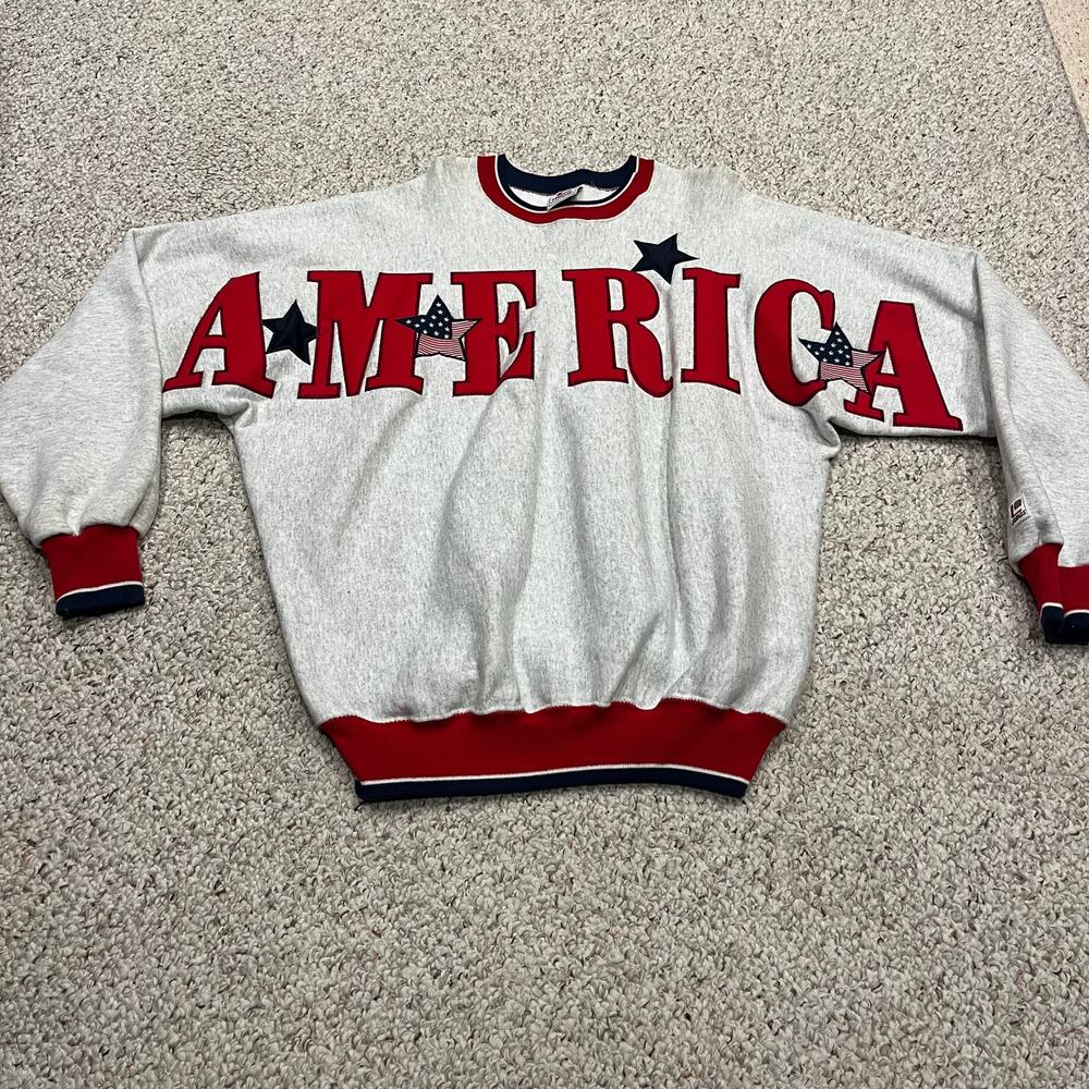 Vintage America Legends Athletic Embroidered Crewneck Sweatshirt Sz L 90s